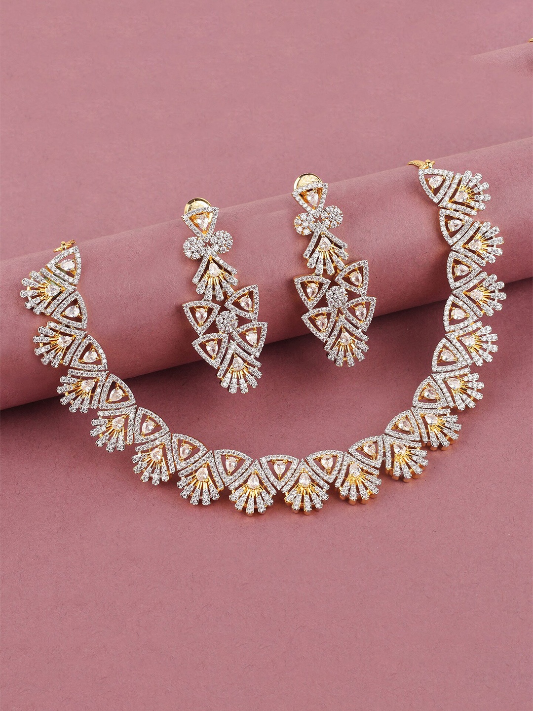 

Mirana Gold-Plated Studded Ruhi Designer Necklace With Earrings