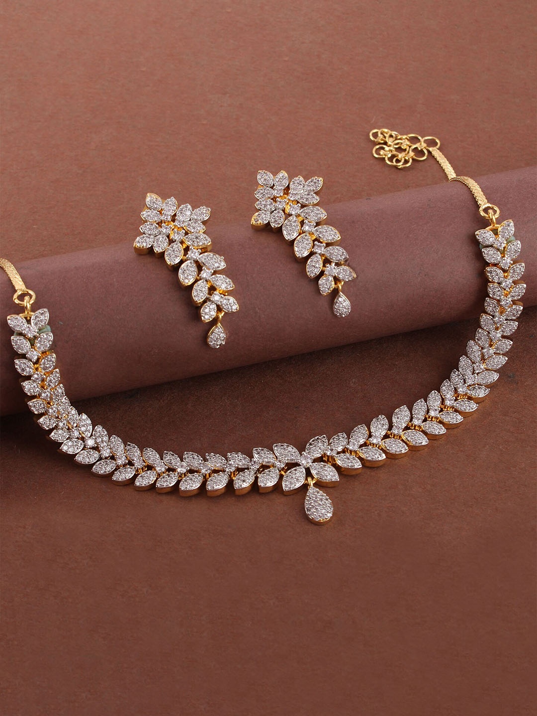 

Mirana Rose Gold Plated American Daimond Studded Necklace Set