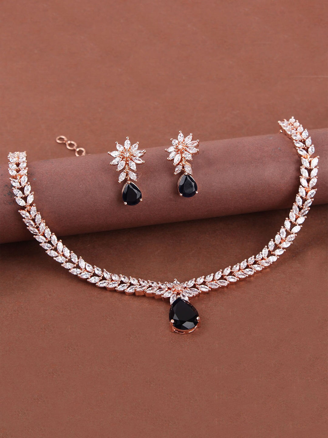 

Mirana Rose Gold Plated American Daimond Studded Jewellery Set