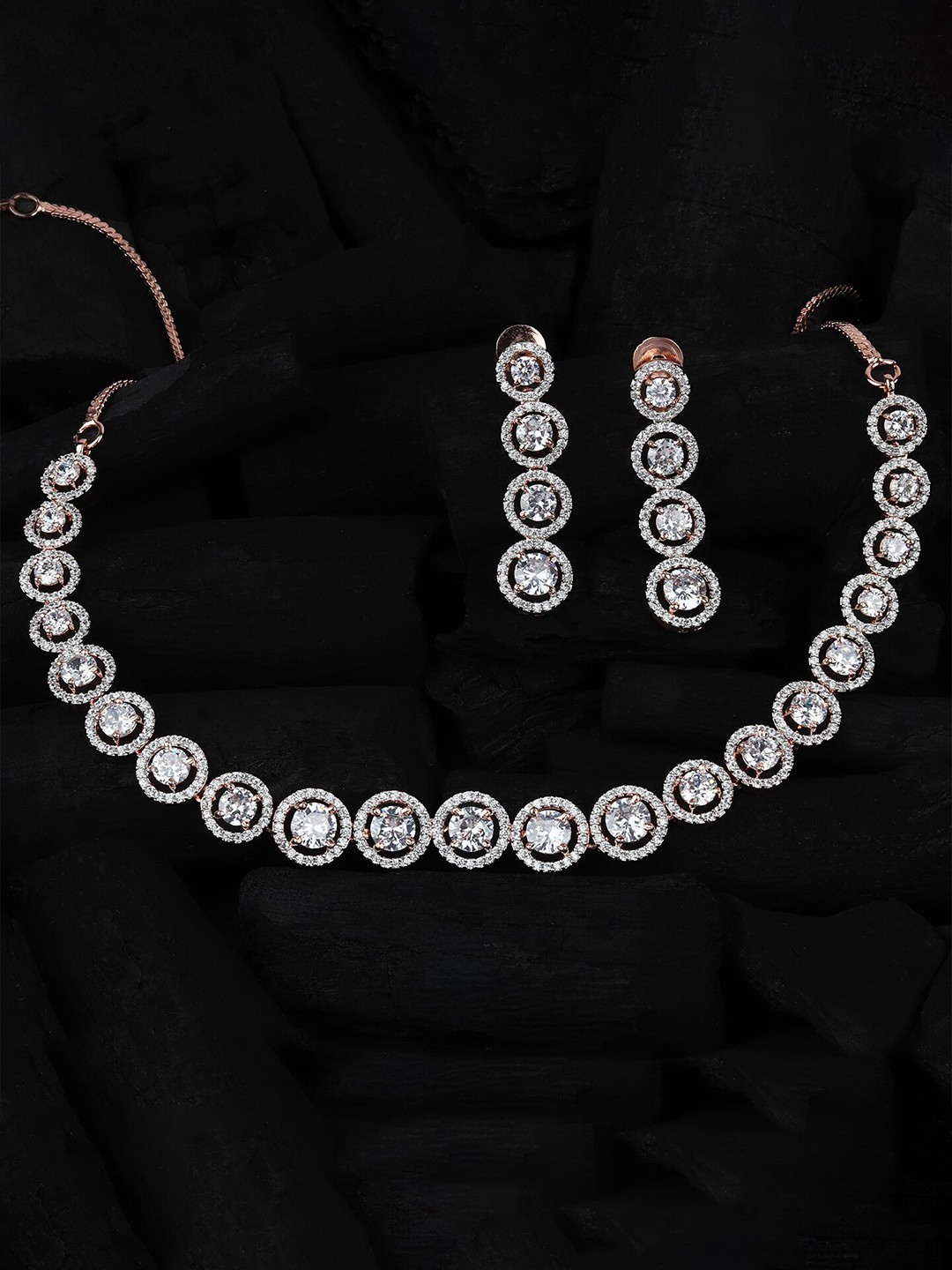 

Mirana Rose Gold-Plated Stone-Studded Jewellery Set