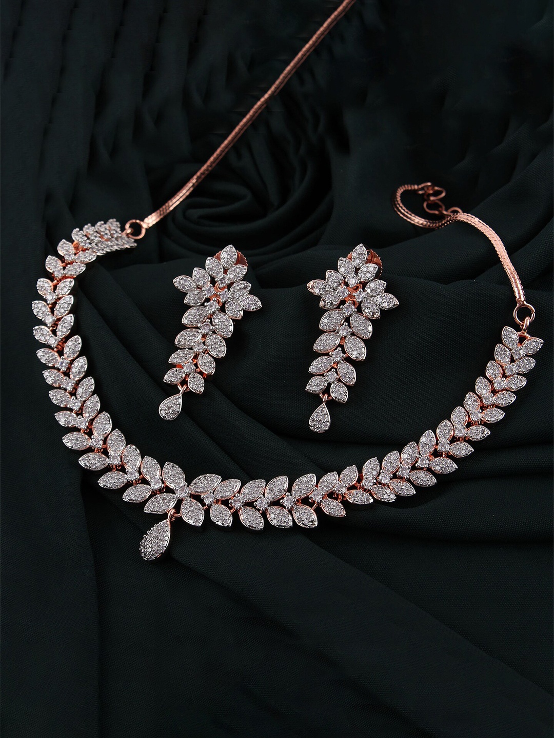 

Mirana Rose Gold-Plated American Diamond Studded Jewellery Set