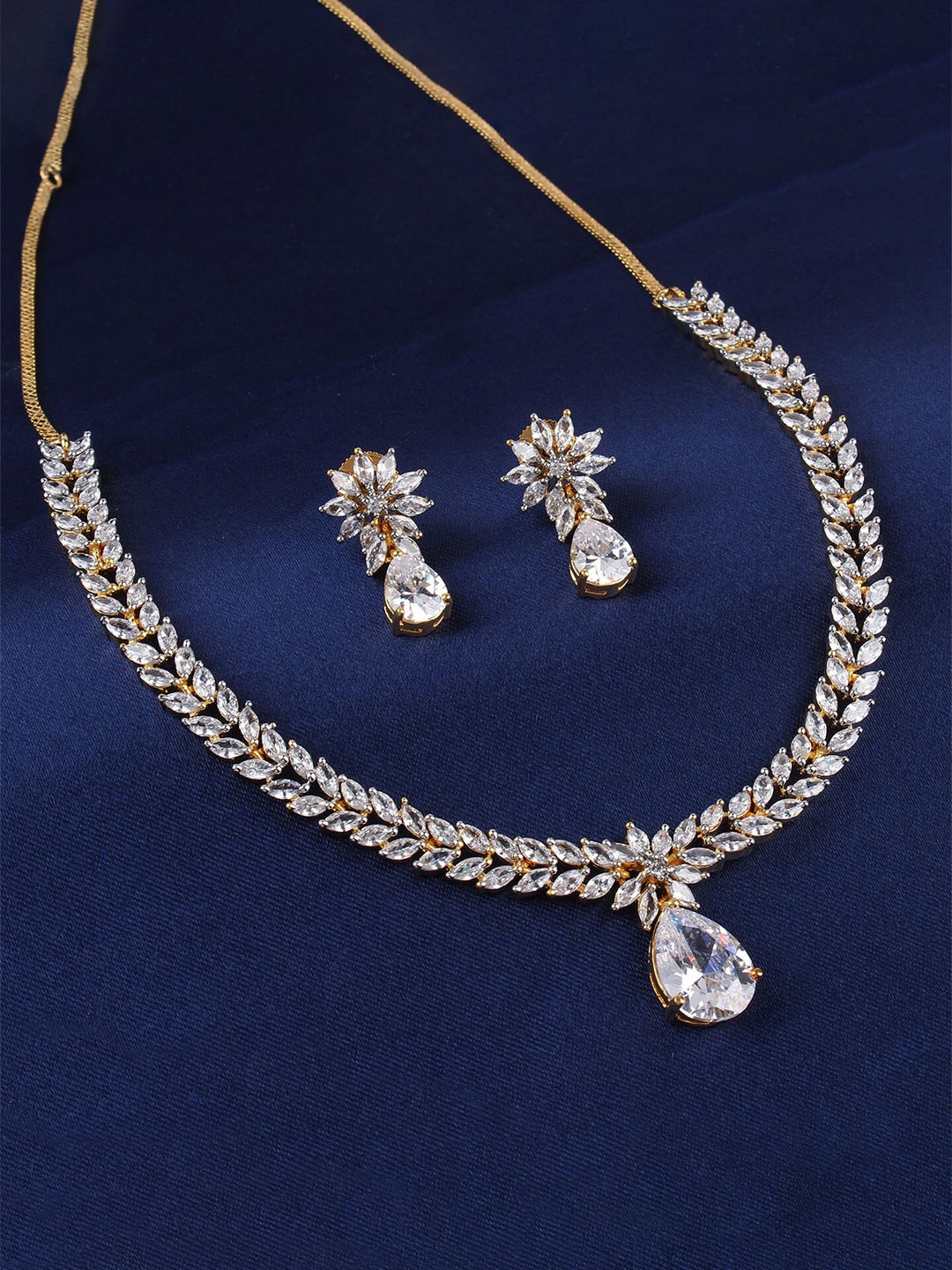 

Mirana Gold Plated Necklace And Earrings, Silver