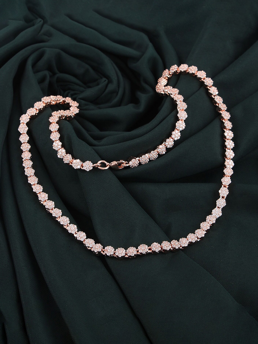 

Mirana Rose Gold-Plated American Diamond Studded Necklace
