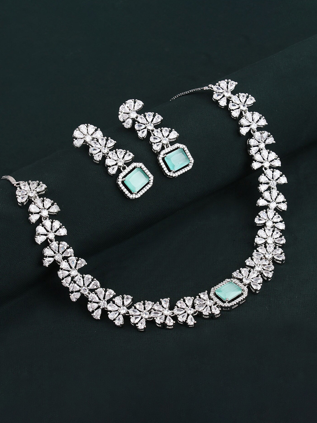 

Mirana Rhodium Plated Necklace Set, Silver