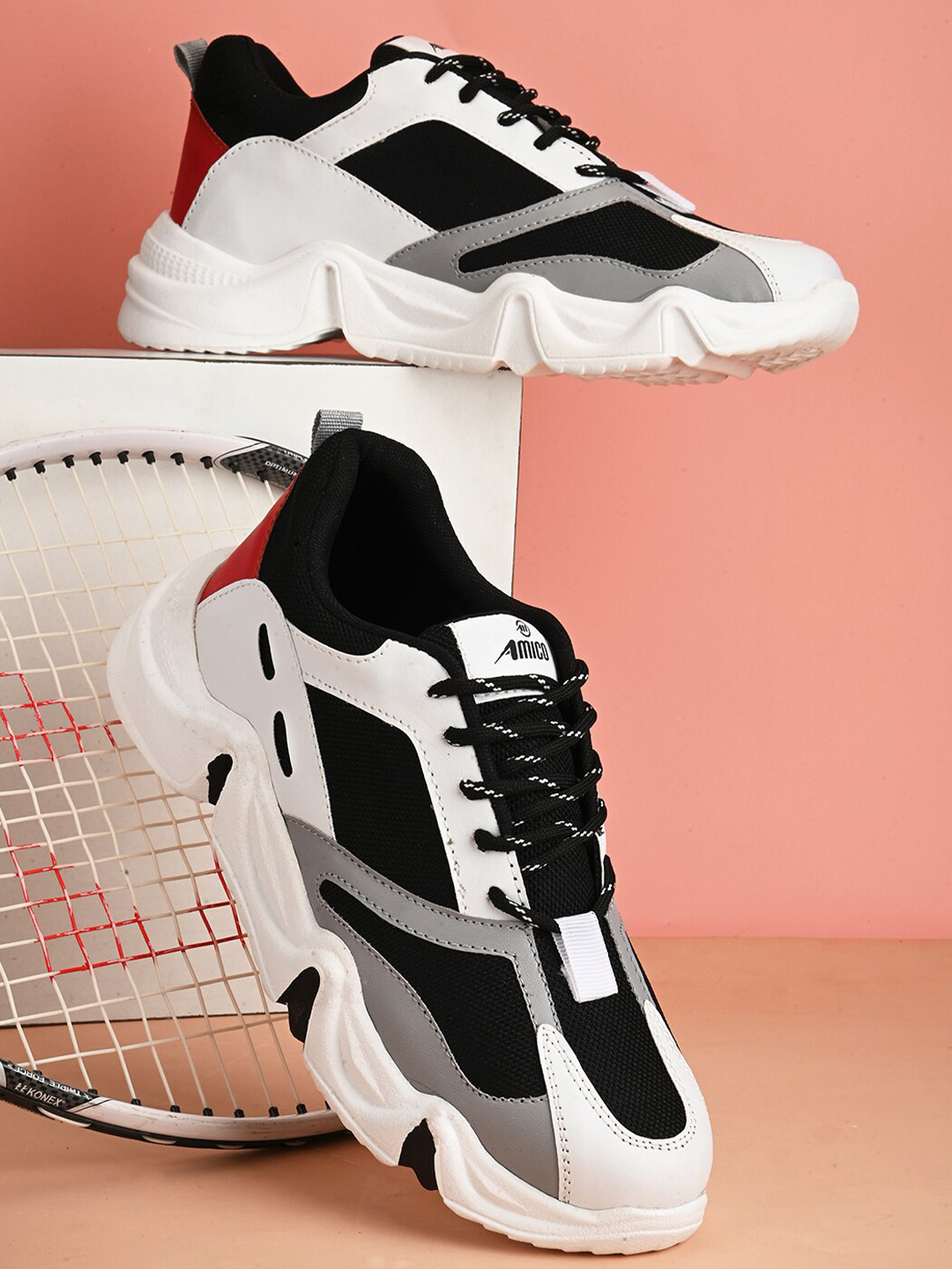 

AMICO Men Mesh Running Shoes, White