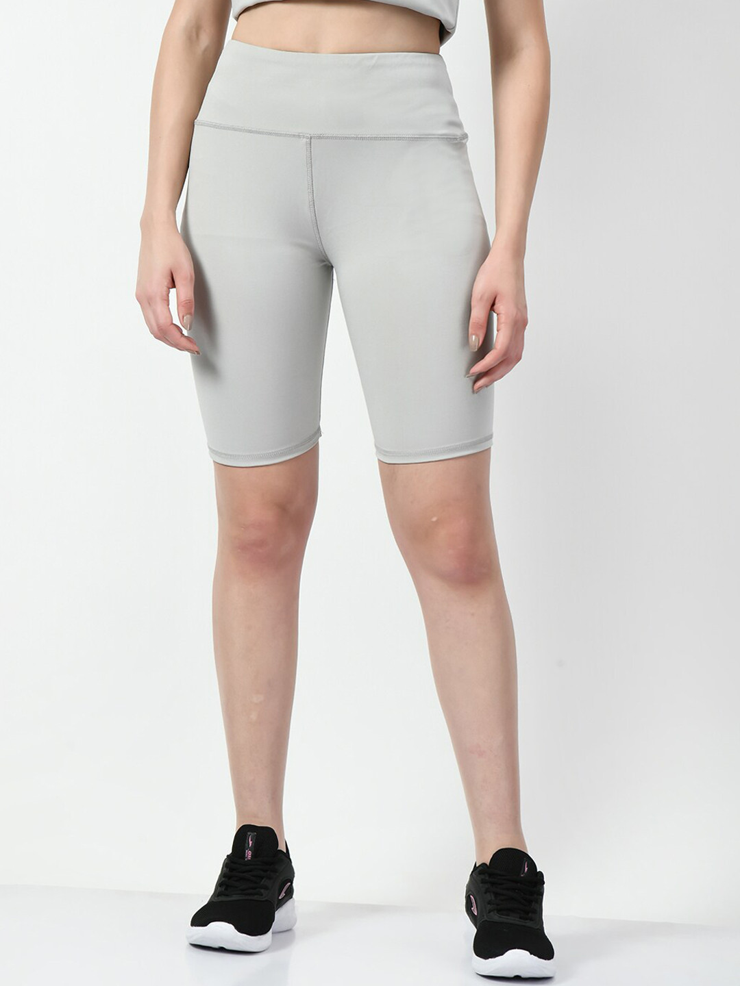 

Lebami Women Skinny Fit High-Rise Running Sports Shorts, Grey