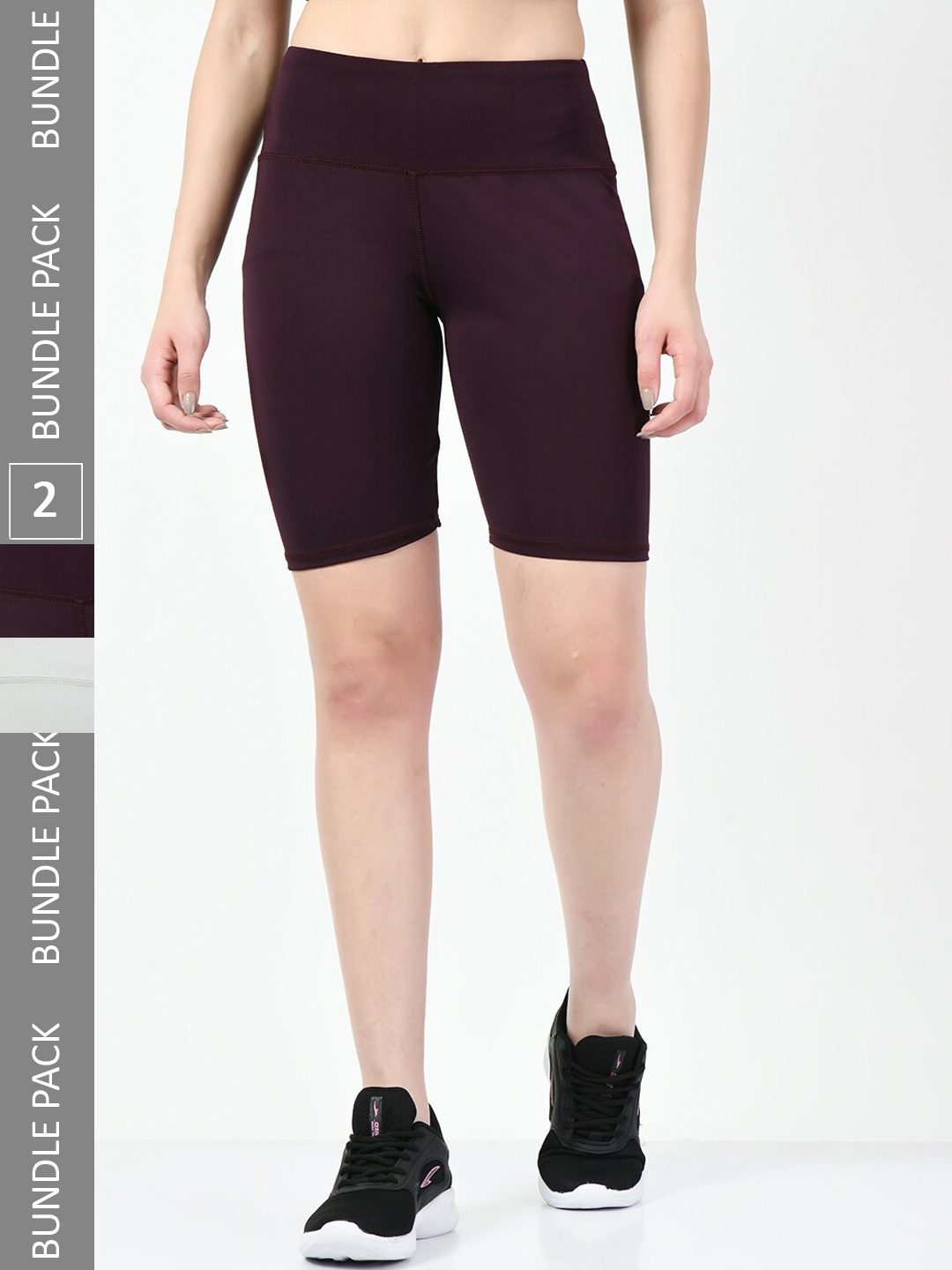 

Lebami Women Pack Of 2 Skinny Fit High-Rise Sports Shorts, Purple
