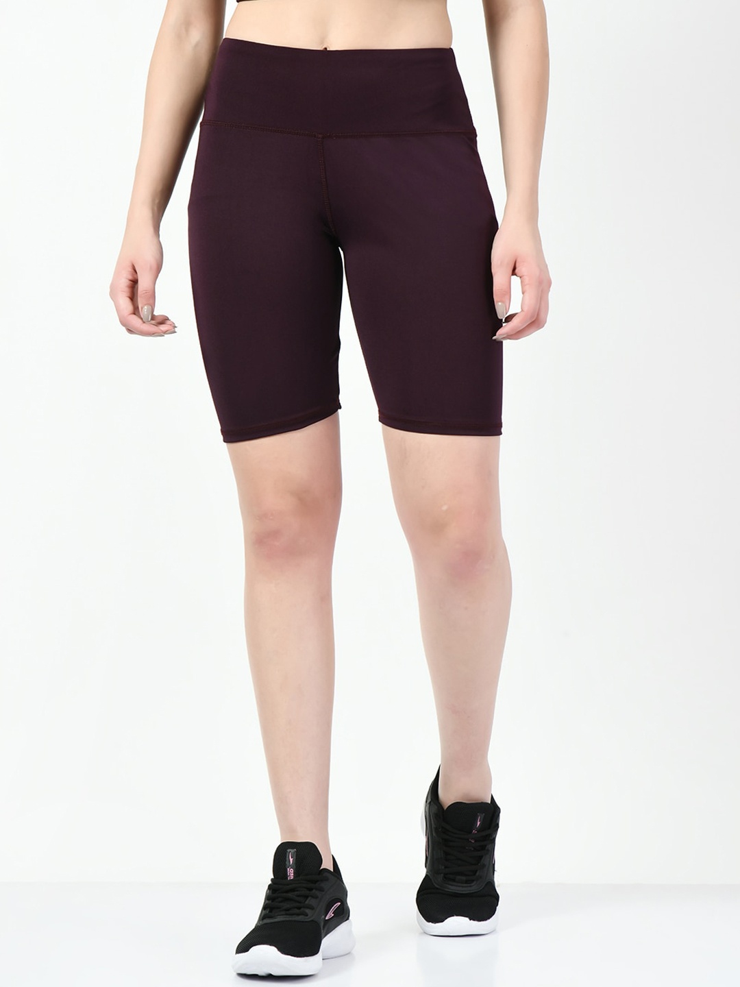 

Lebami Women Skinny Fit High-Rise Running Sports Shorts, Purple