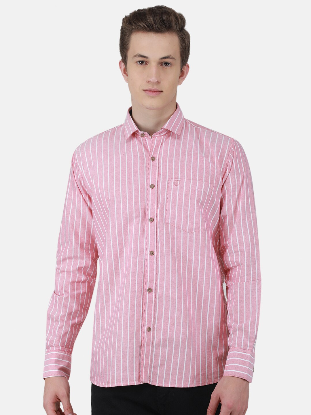 

Duke Slim Fit Striped Cotton Casual Shirt, Red