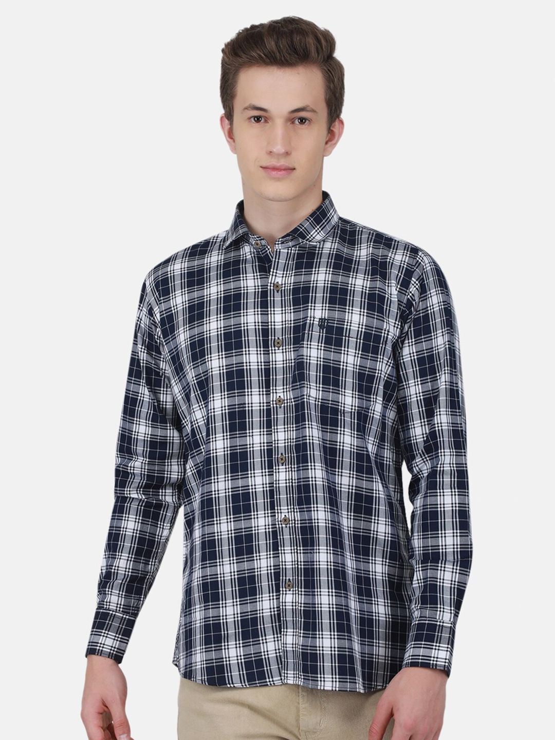 

Duke Tartan Checked Slim Fit Casual Cotton Shirt, White