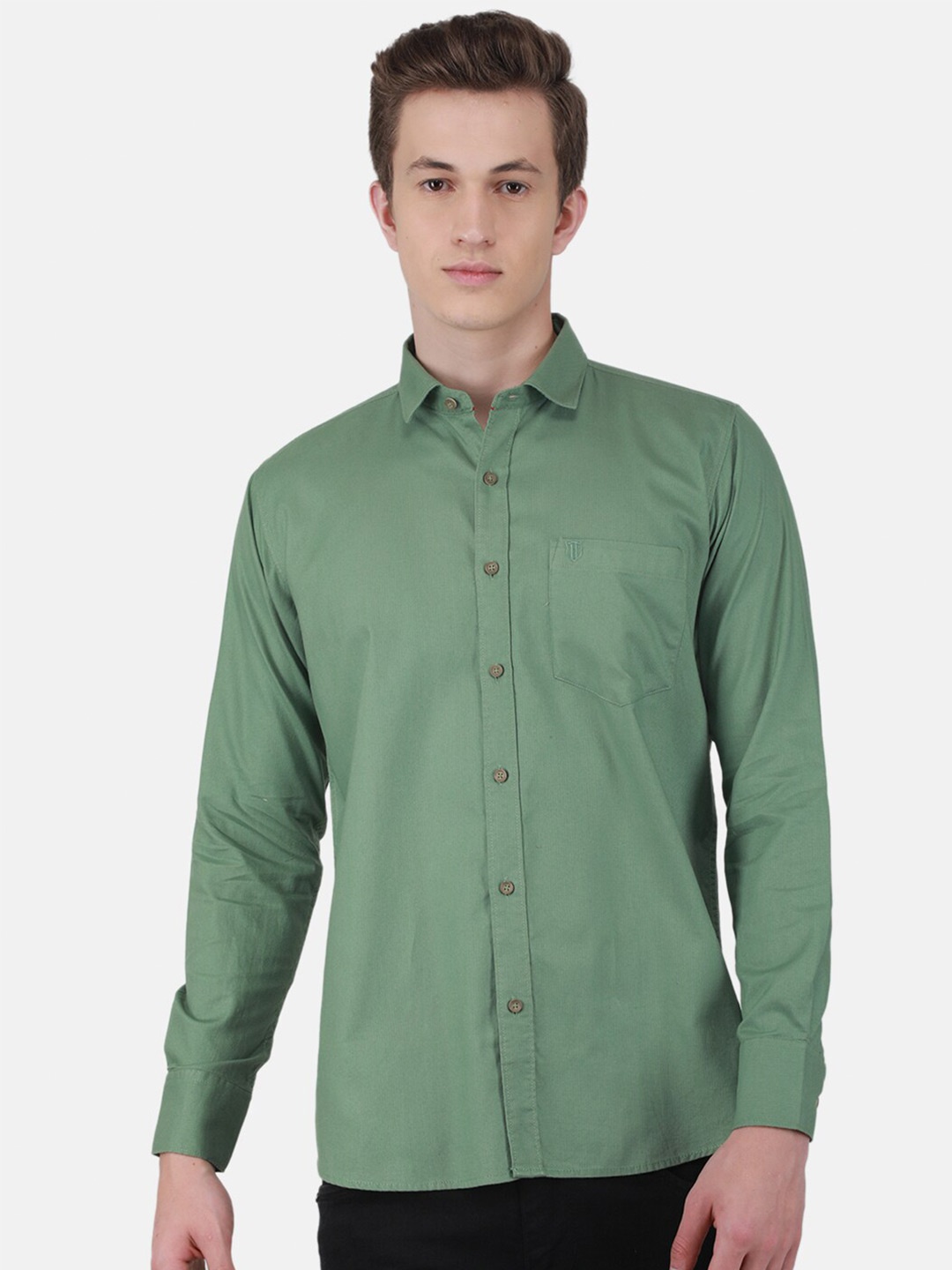 

Duke Slim Fit Spread Collar Casual Shirt, Green