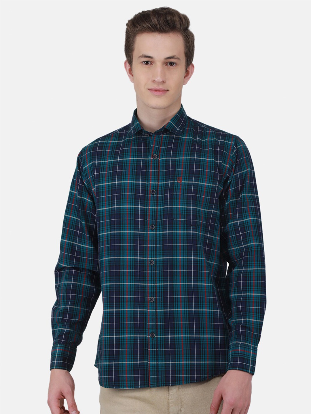 

Duke Tartan Checked Slim Fit Casual Cotton Shirt, Blue