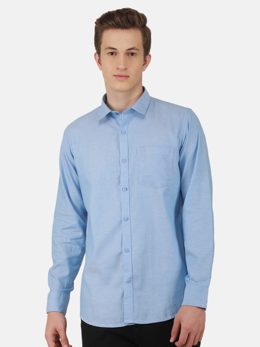 

Duke Spread Collar Slim Fit Opaque Casual Shirt, Blue