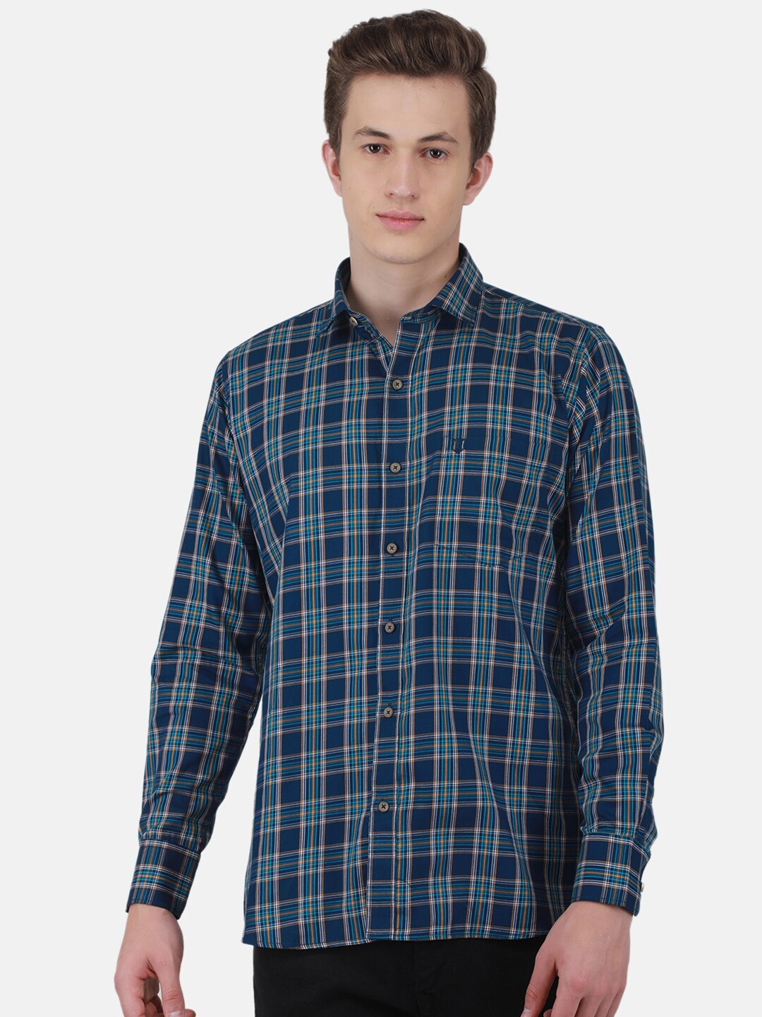 

Duke Tartan Checked Slim Fit Casual Cotton Shirt, Blue