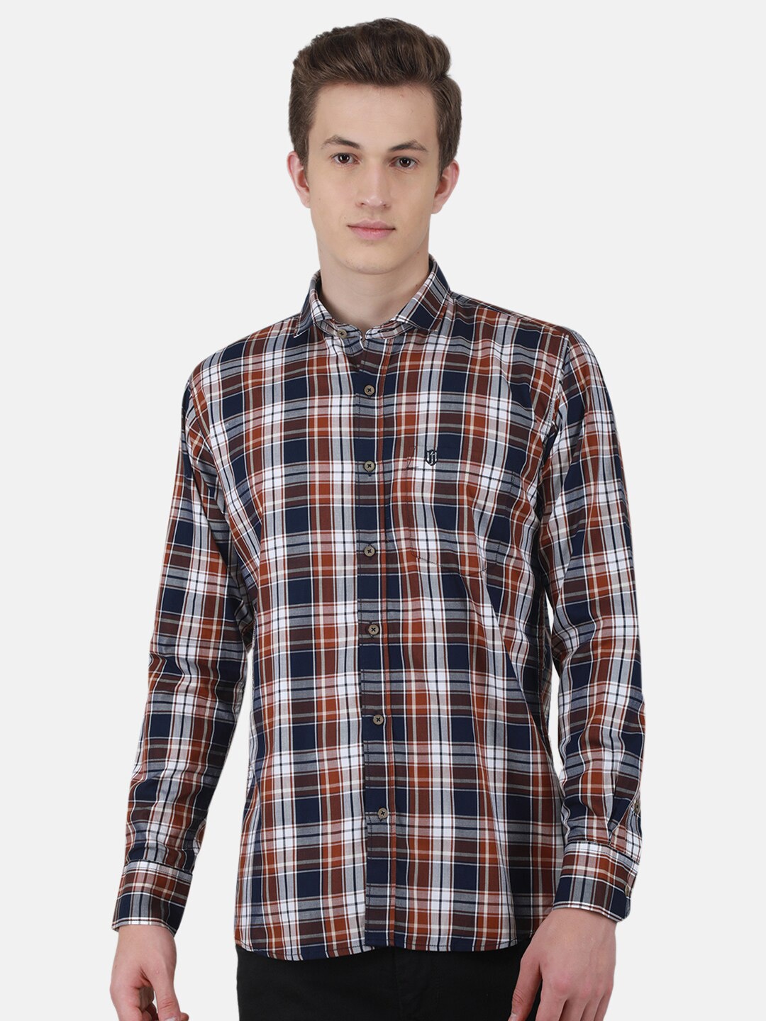 

Duke Slim Fit Tartan Checked Casual Shirt, Brown