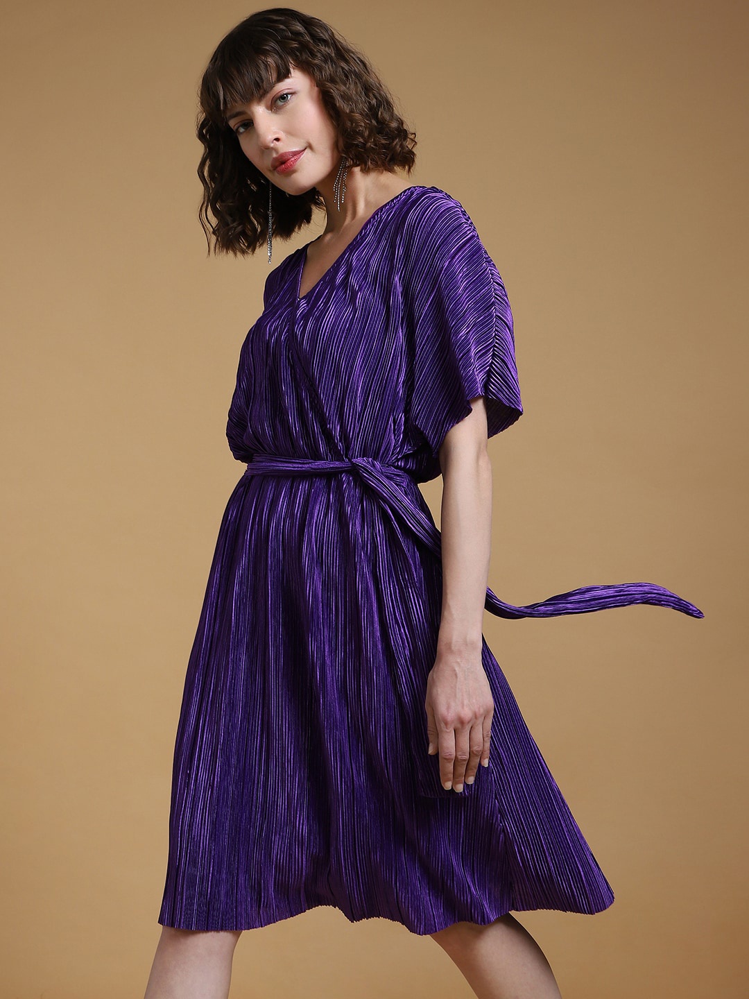 

Vero Moda V-Neck Kimono Sleeves A-Line Dress, Purple