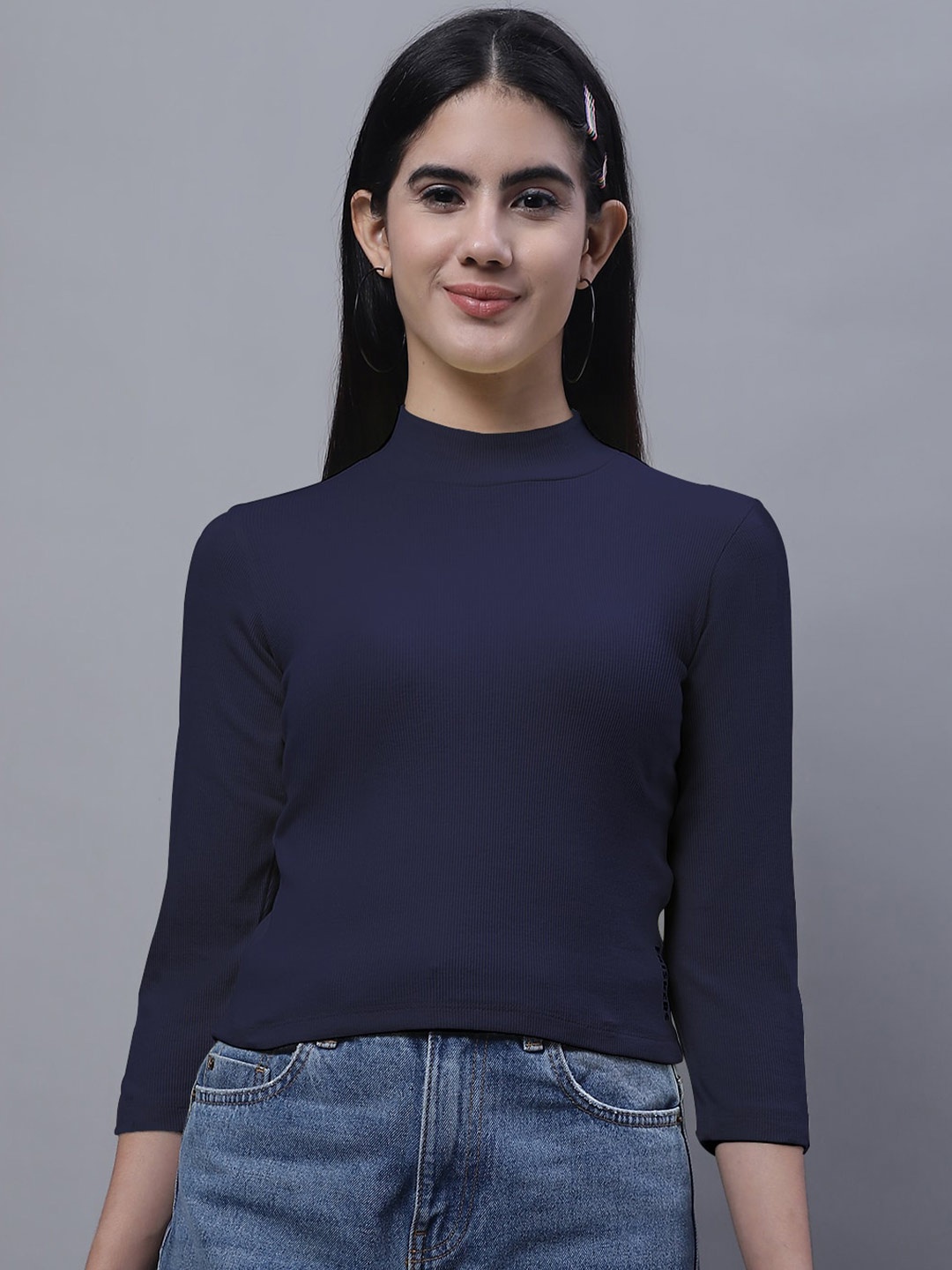 

FBAR High Neck Cotton Top, Navy blue