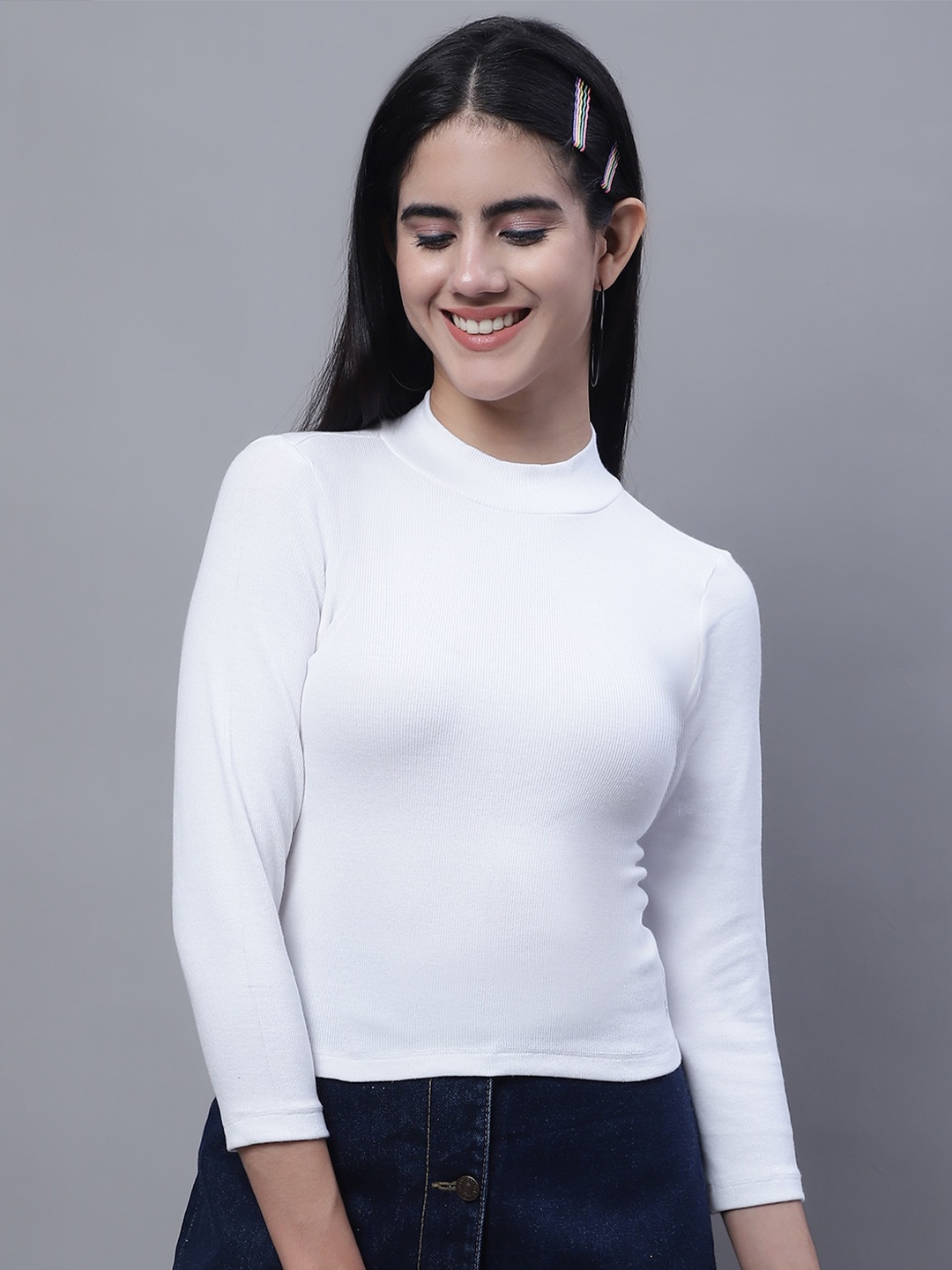 

FBAR High Neck Cotton Top, White
