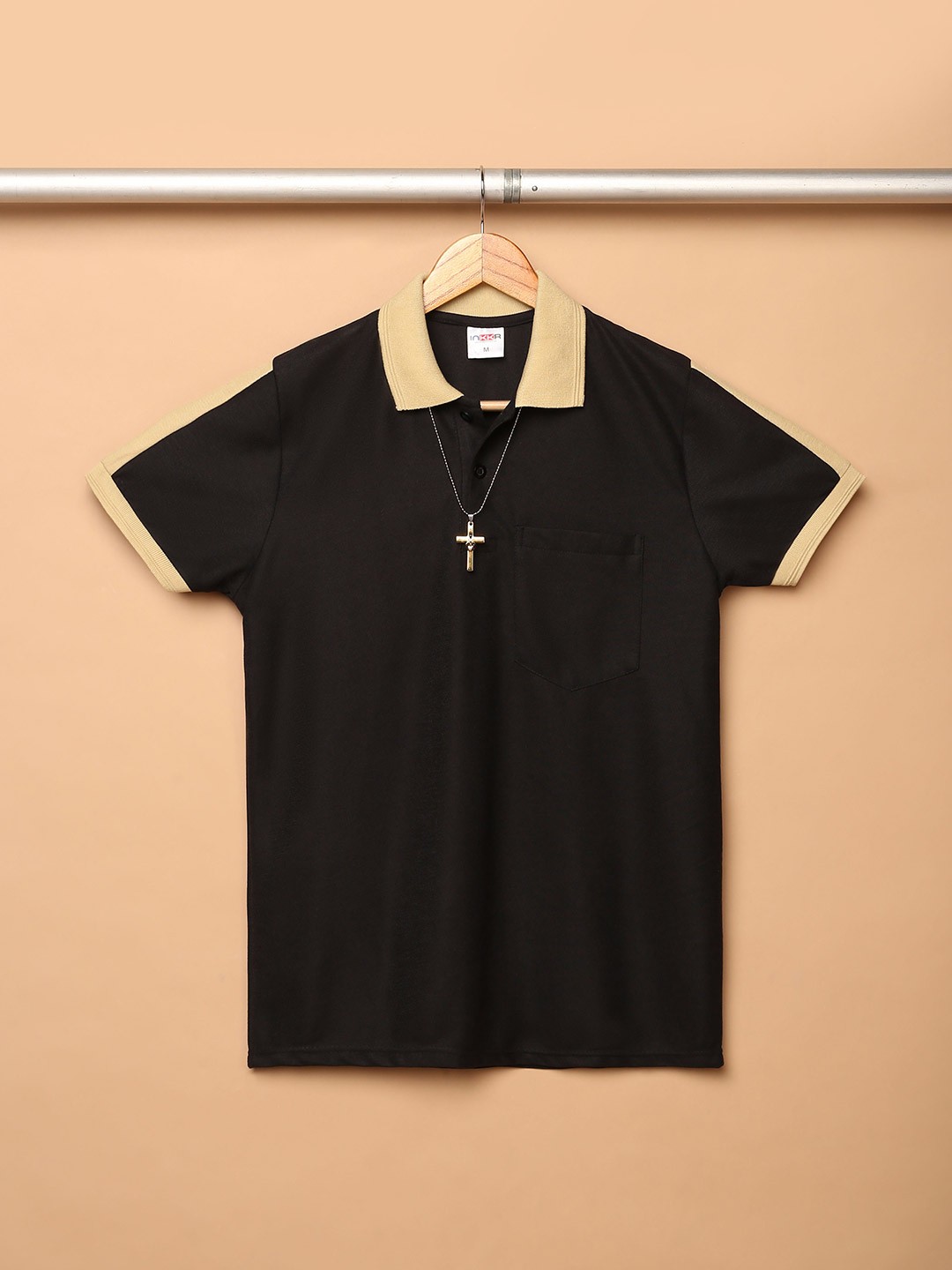 

INKKR Polo Collar Regular Sleeves T-shirt, Black