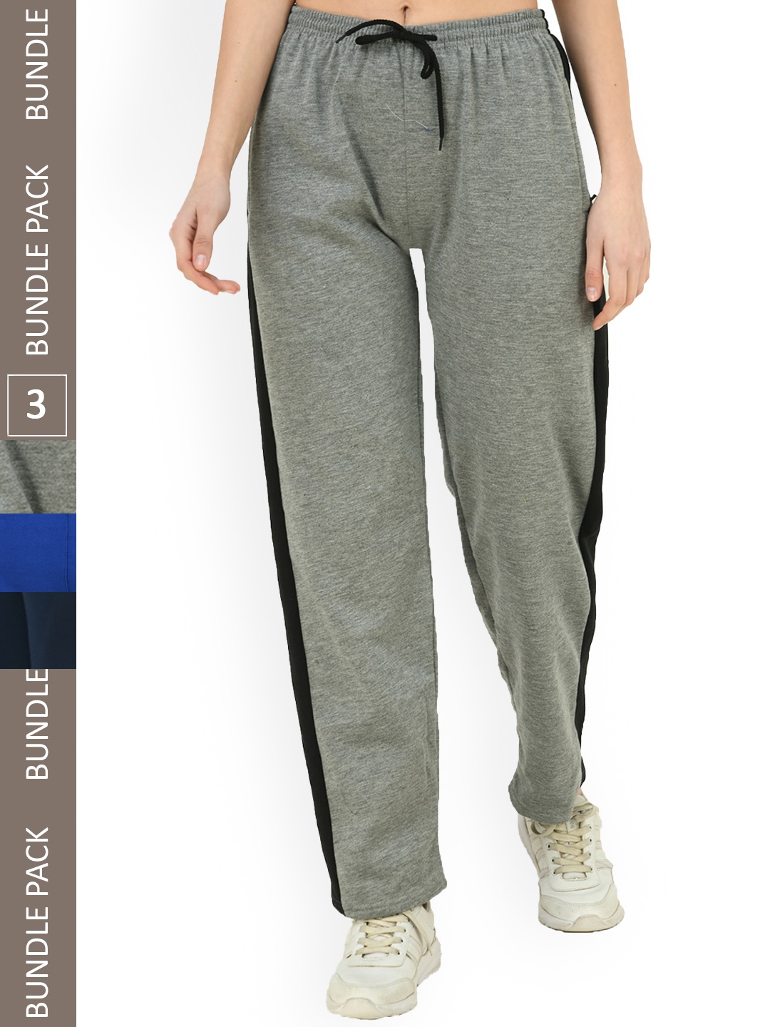 

IndiWeaves Women Pack Of 3 Regular Fit Fleece Track Pants, Grey