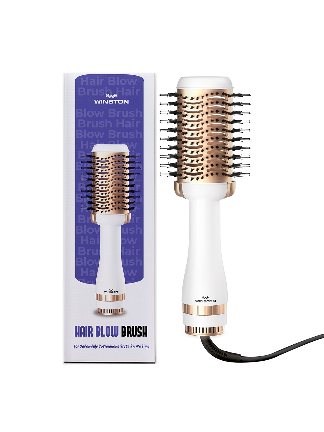 

WINSTON Women 2-in-1 Hair Styling Blow Brush and Hot Air Brush for Volume & Shine - White