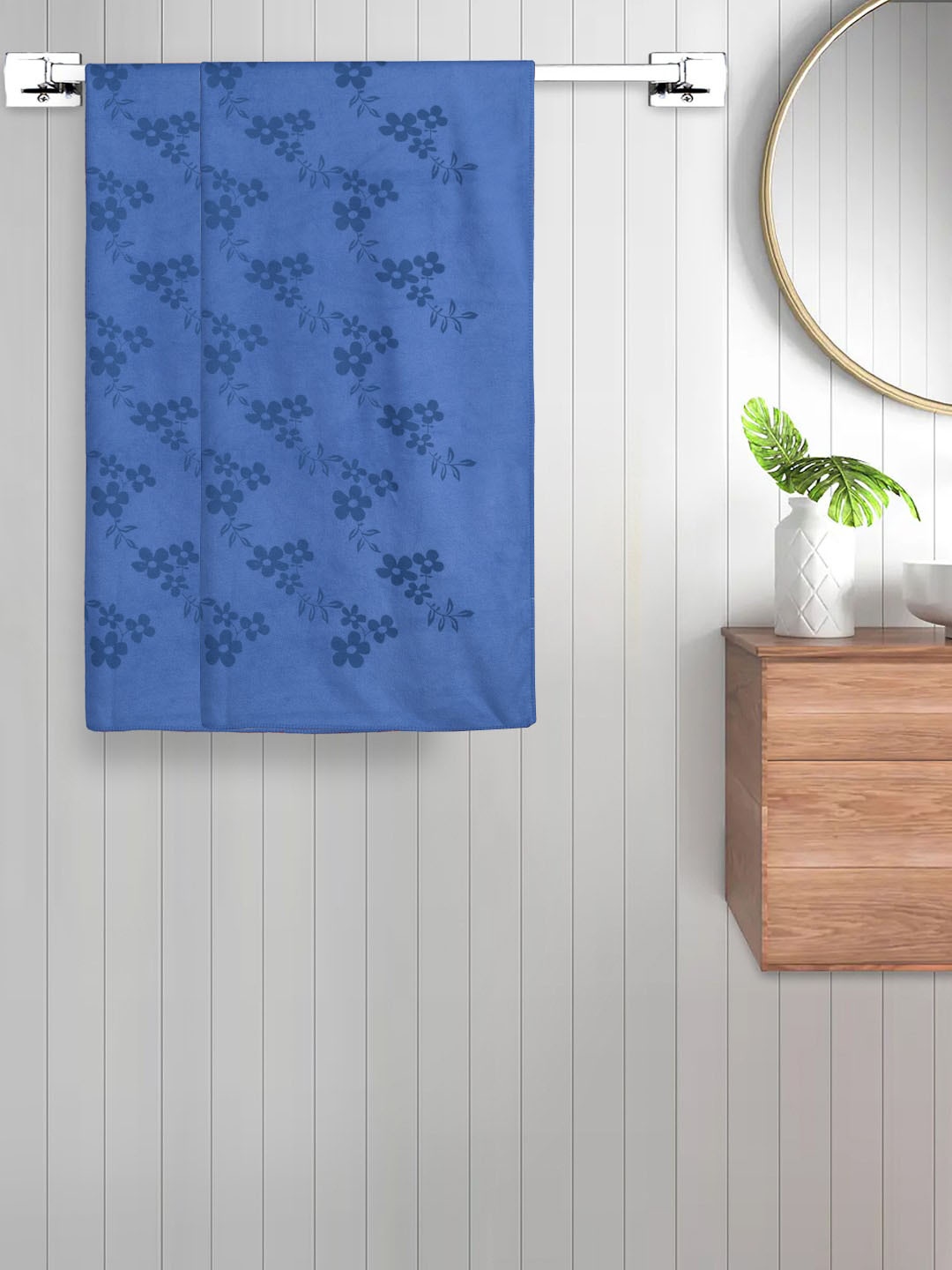 

FABINALIV Blue 2 Pieces Printed 420 GSM Cotton Bath Towels
