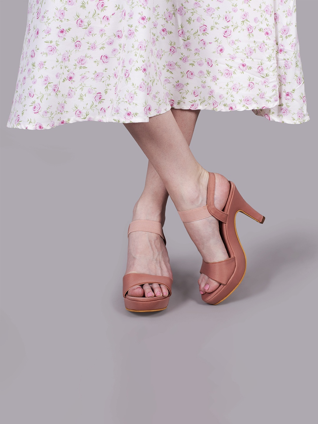 

DEAS Open Toe Slim Heels With Backstrap, Peach