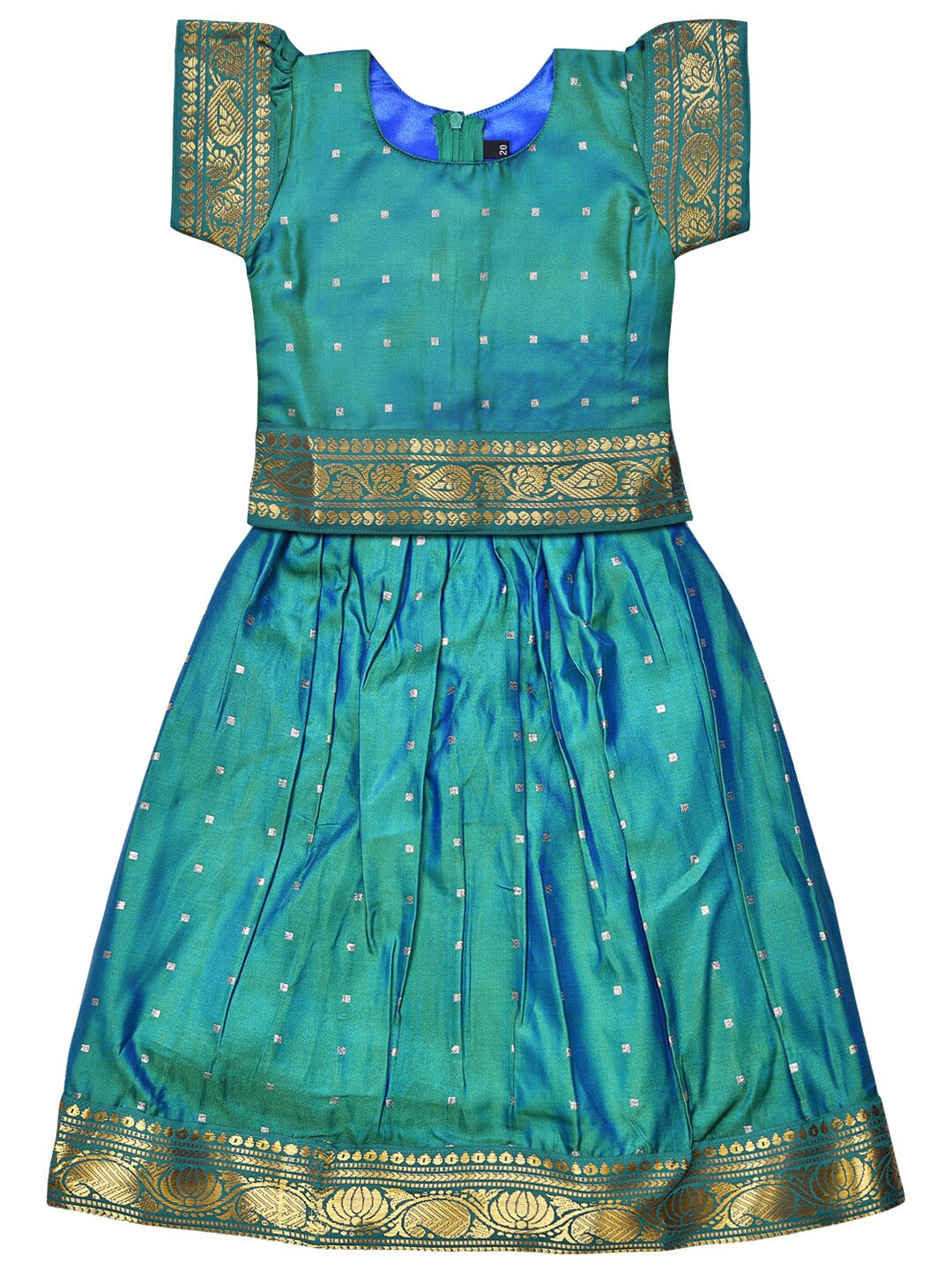 

Wish Karo Girls Woven Design Ready to Wear Lehenga Choli, Green