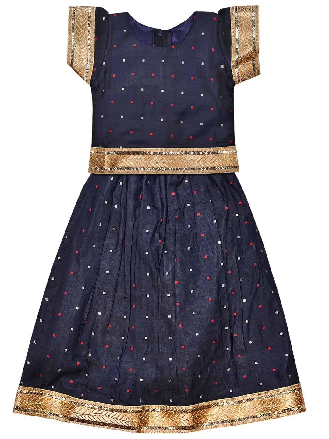 

Wish Karo Girls Sequinned Ready to Wear Lehenga Choli, Navy blue