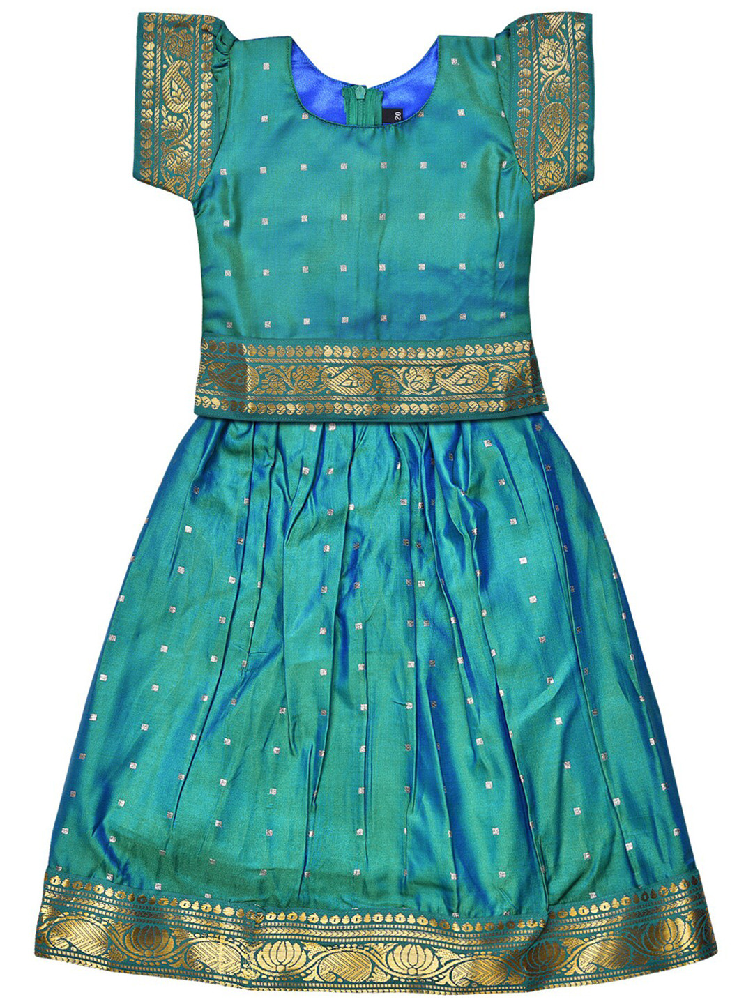 

Wish Karo Girls Woven Design Ready to Wear Lehenga Choli, Green