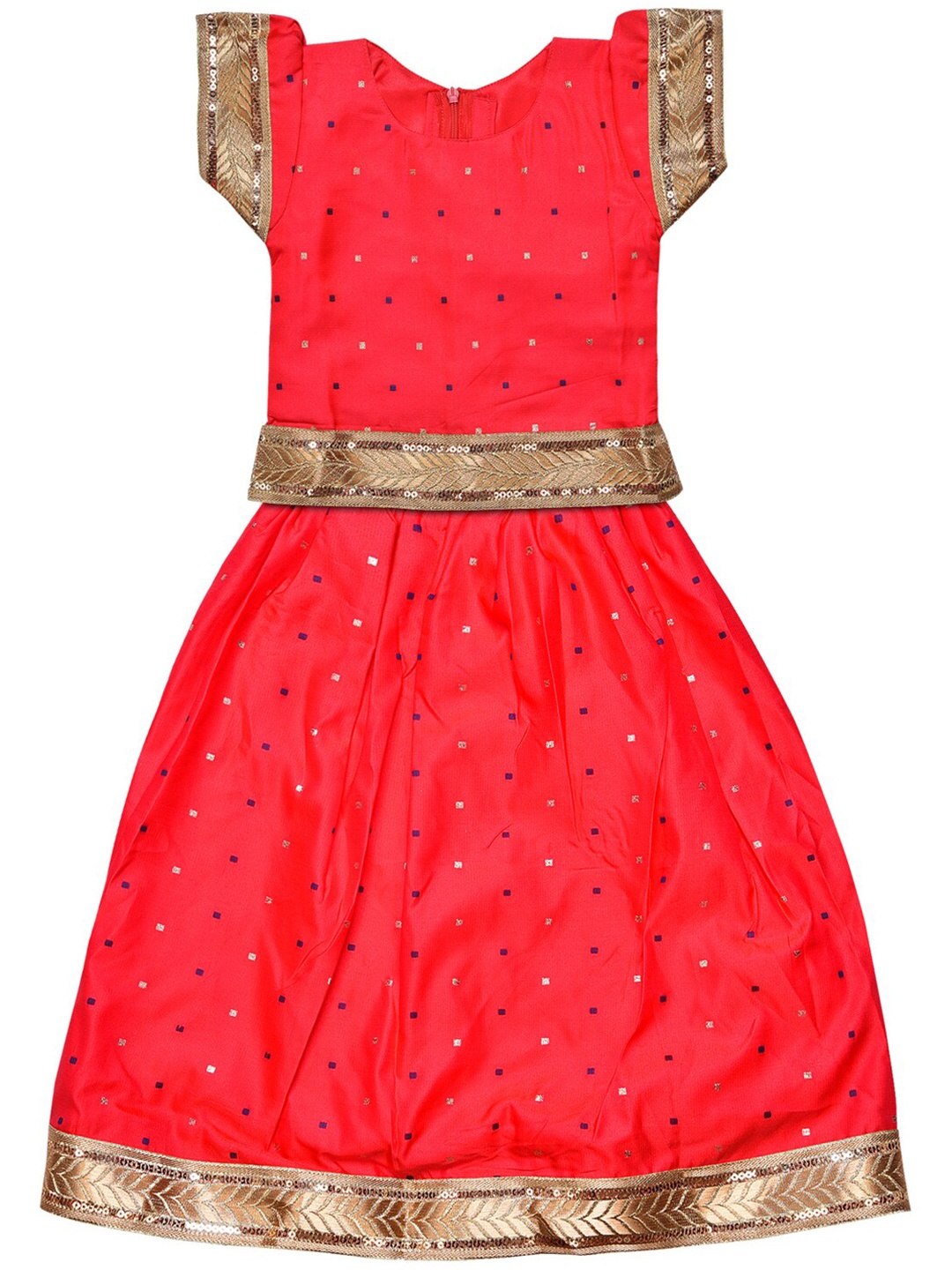 

Wish Karo Girls Woven Design Ready to Wear Lehenga Choli, Red