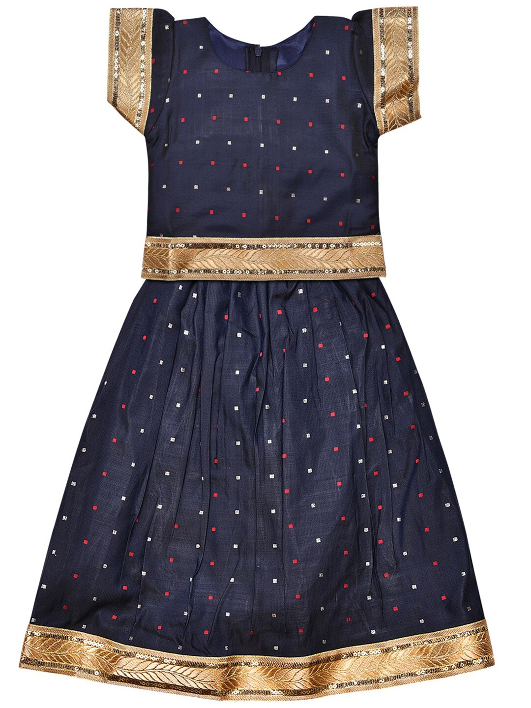 

Wish Karo Girls Embellished Sequinned Ready to Wear Lehenga Choli, Navy blue