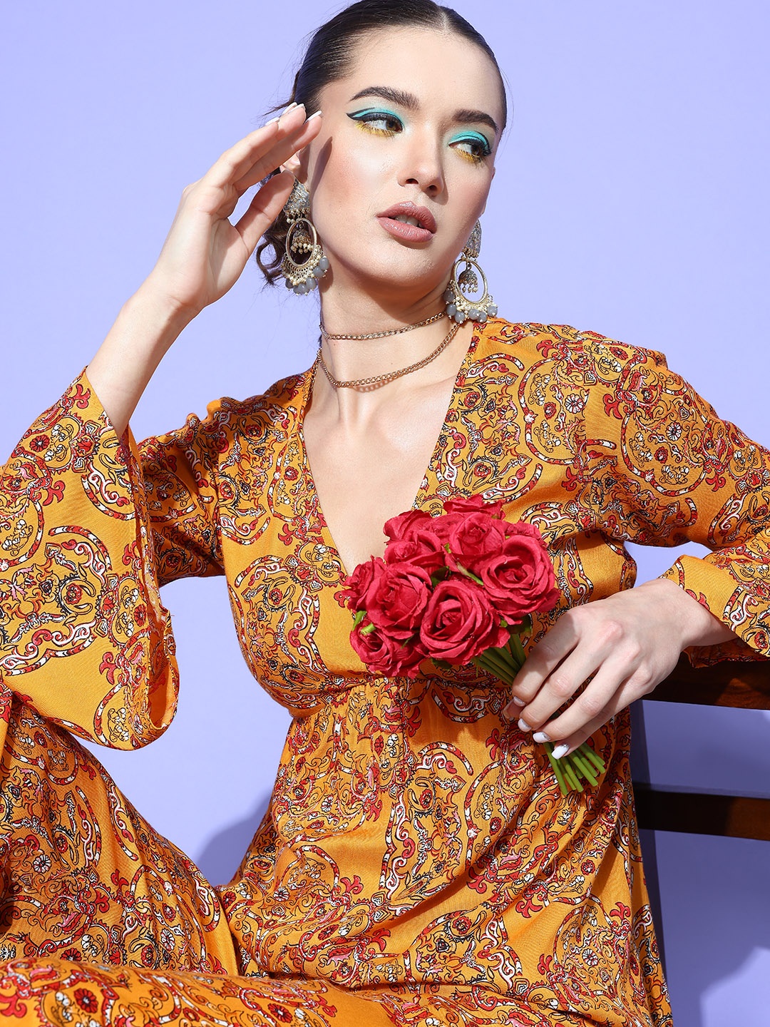 

InWeave Women Printed Top with Trousers, Yellow