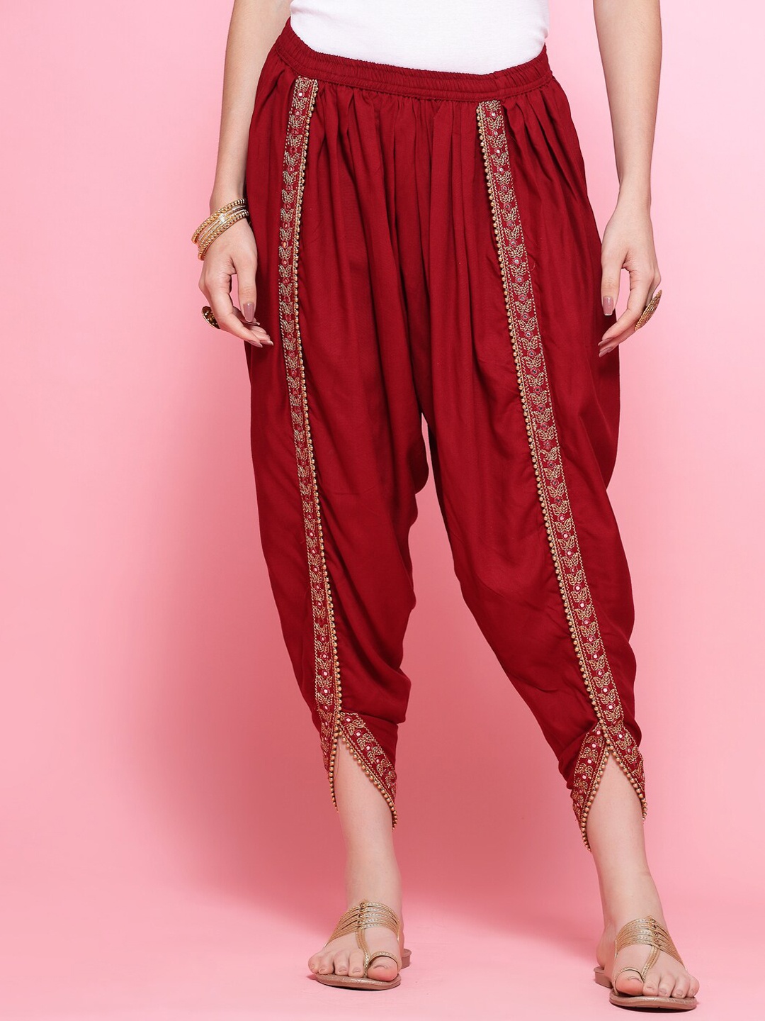 

Clora Creation Women Embroidered Dhoti Pants, Maroon