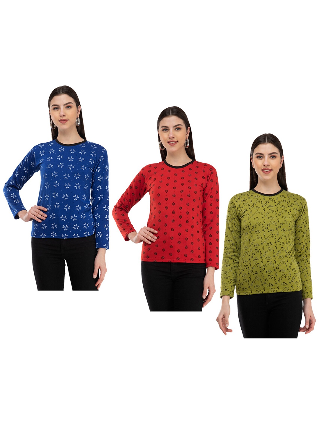 

IndiWeaves Pack of 3 Conversational Printed Woollen T-shirt, Red