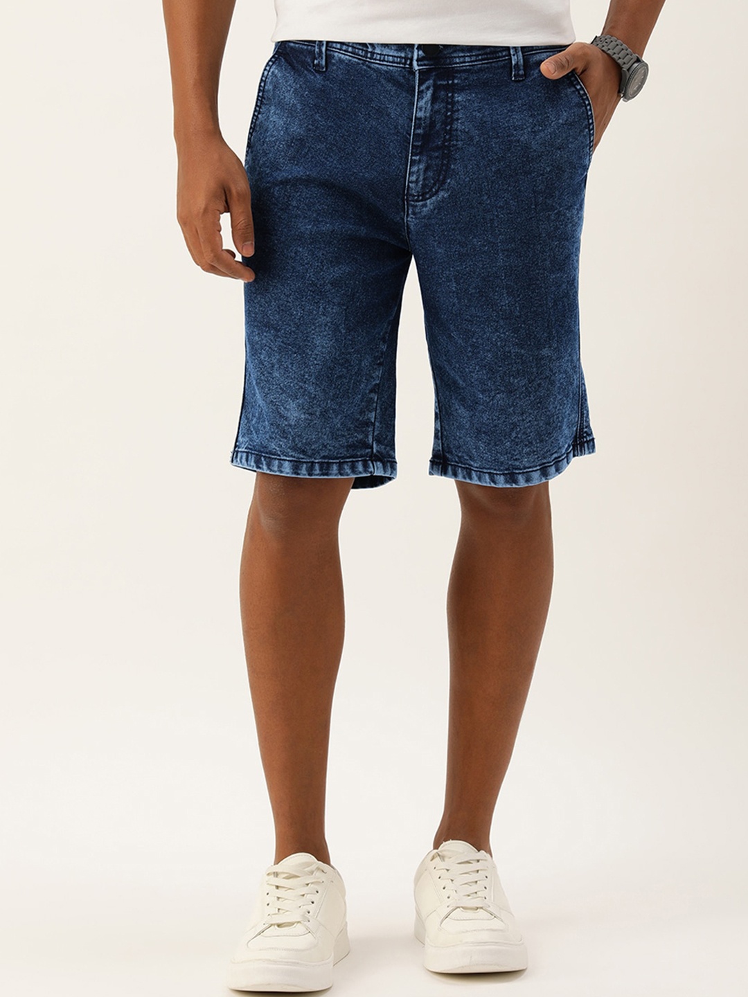 

IVOC Men Washed Slim Fit Denim Shorts, Navy blue