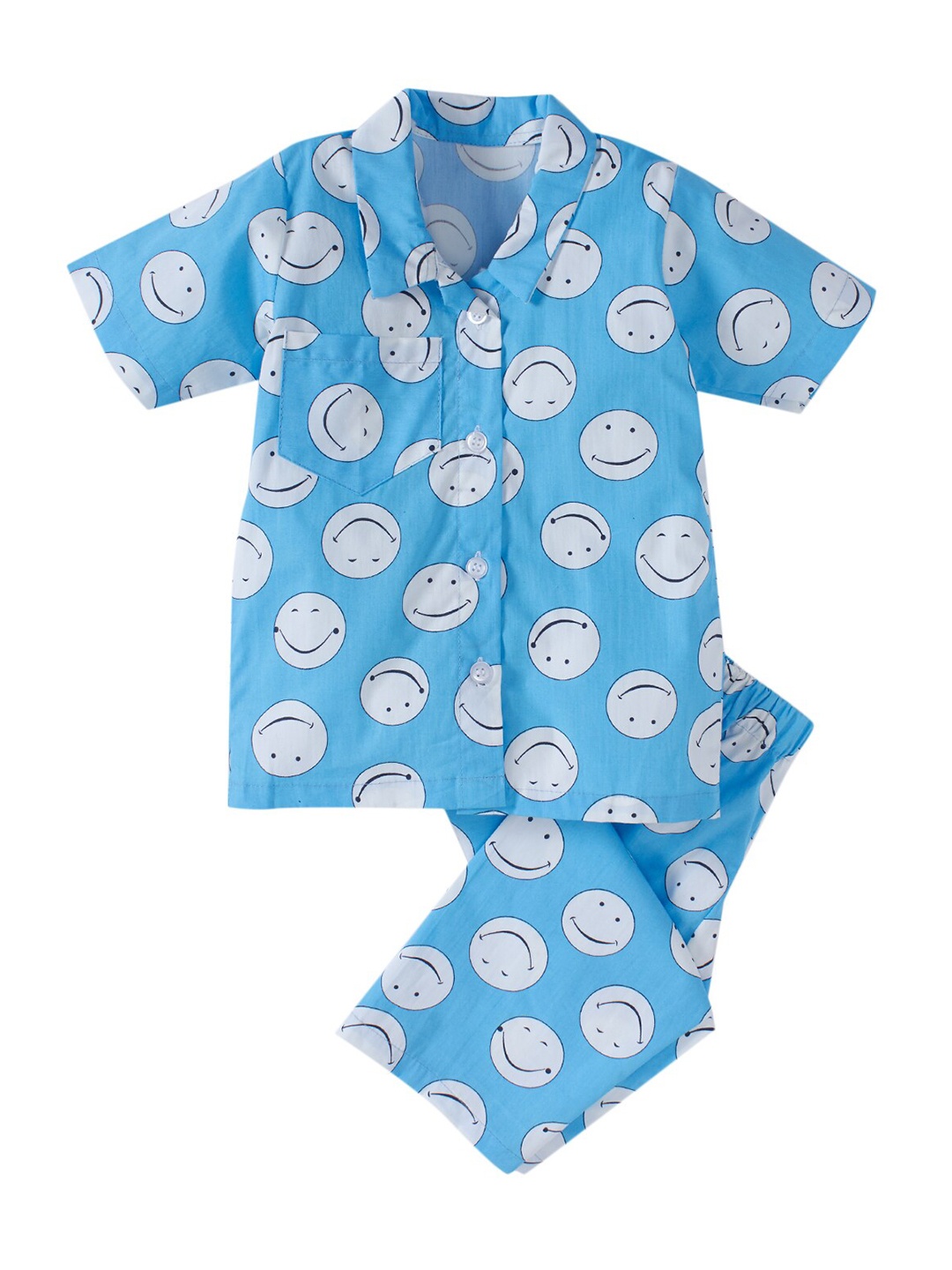 

Babywish Kids Conversational Printed Pure Cotton Night suit, Blue
