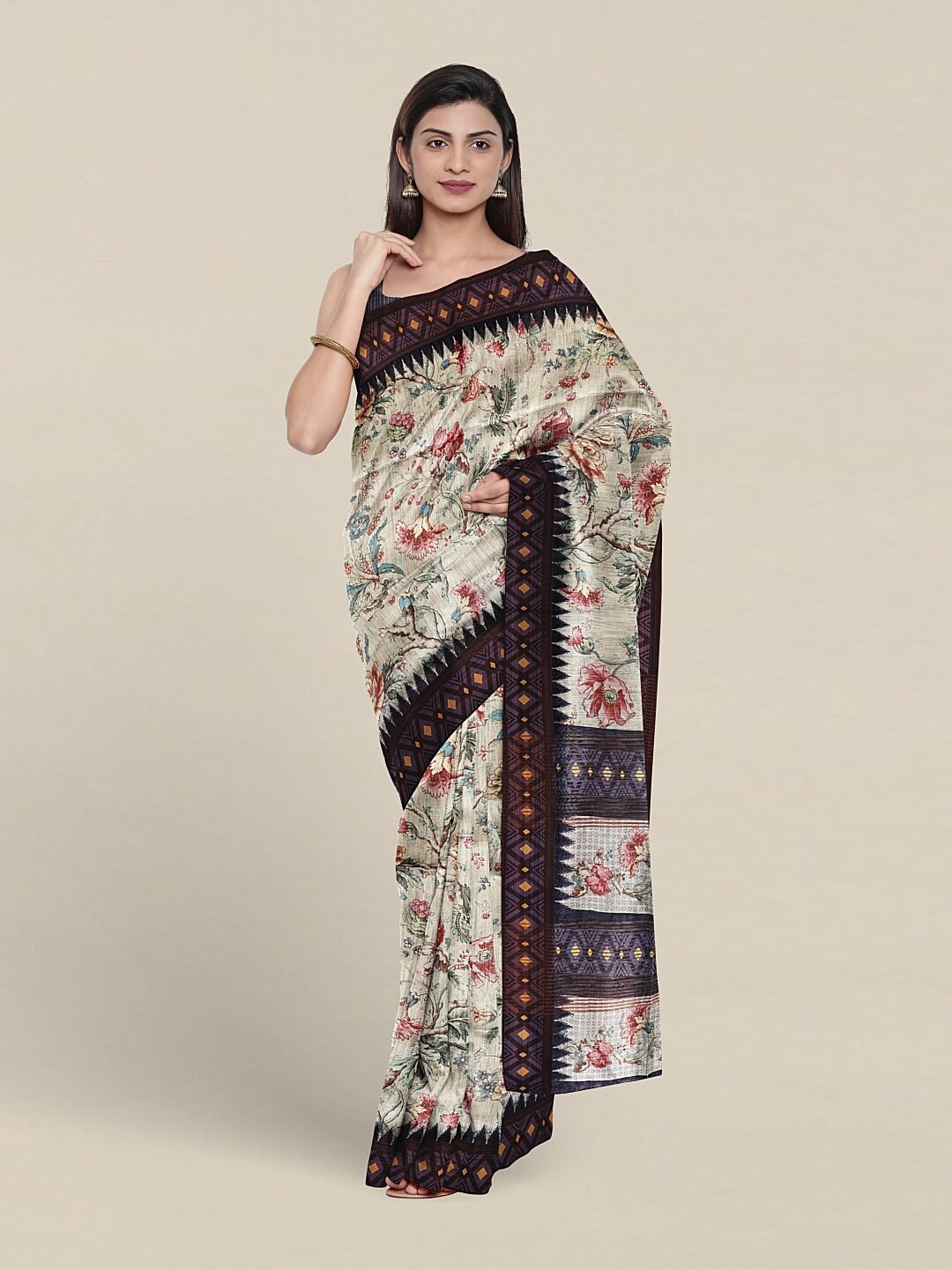 

Pothys Floral Jute Silk Saree, Grey