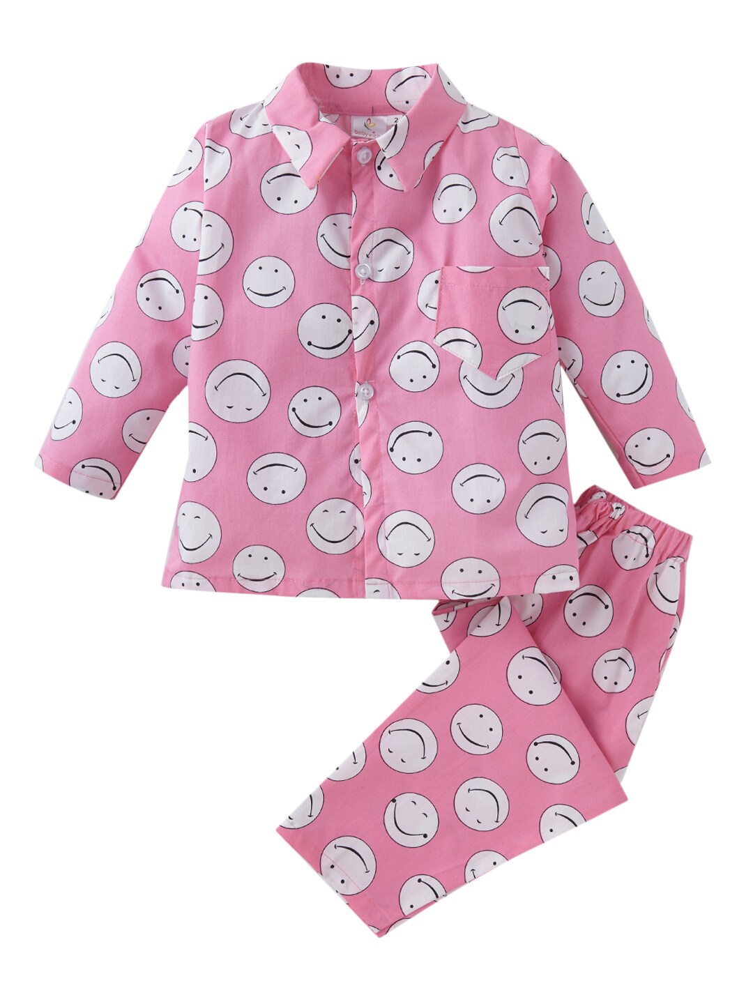 

Babywish Kids Printed Pure Cotton Night Suit, Pink