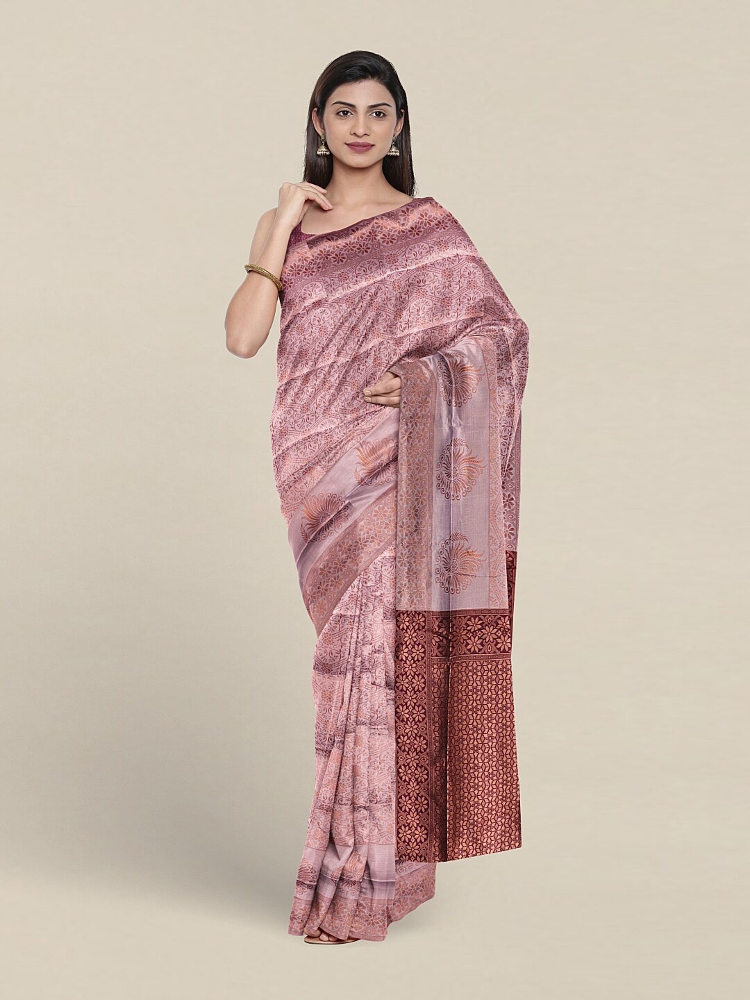 

Pothys Woven Design Zari Jute Silk Saree, Lavender