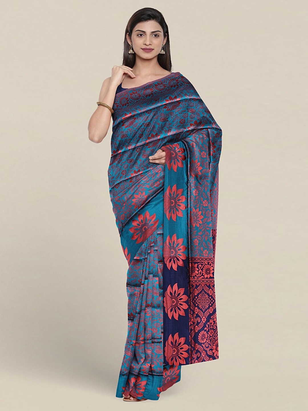 

Pothys Woven Design Jute Silk Saree, Blue