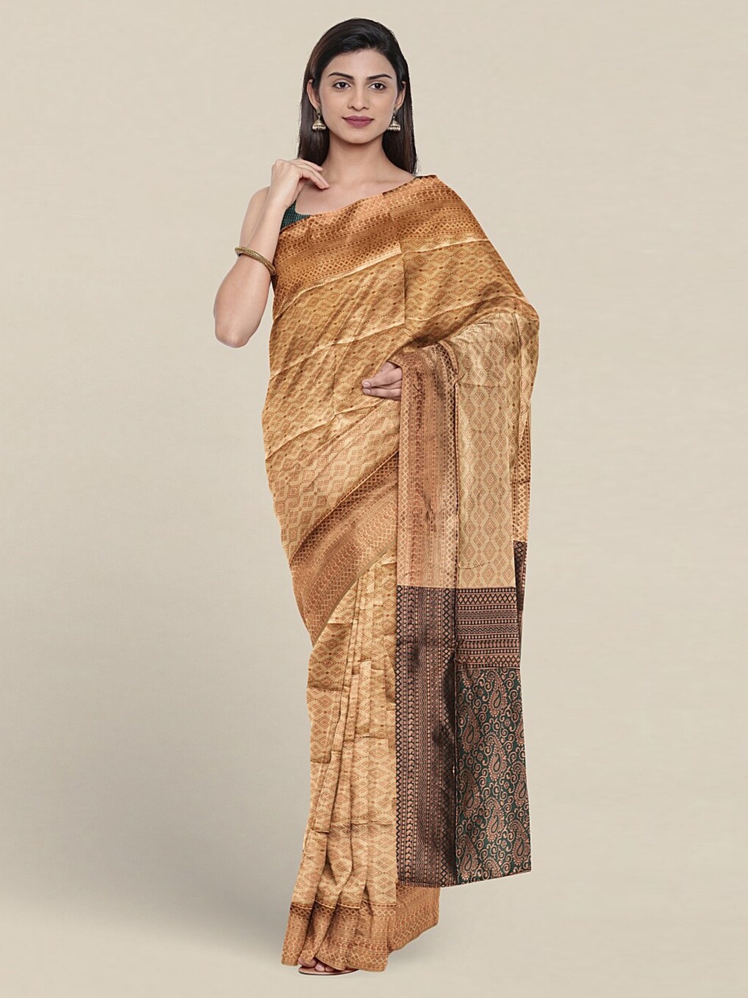 

Pothys Woven Design Ethnic Motifs Zari Jute Silk Saree, Beige