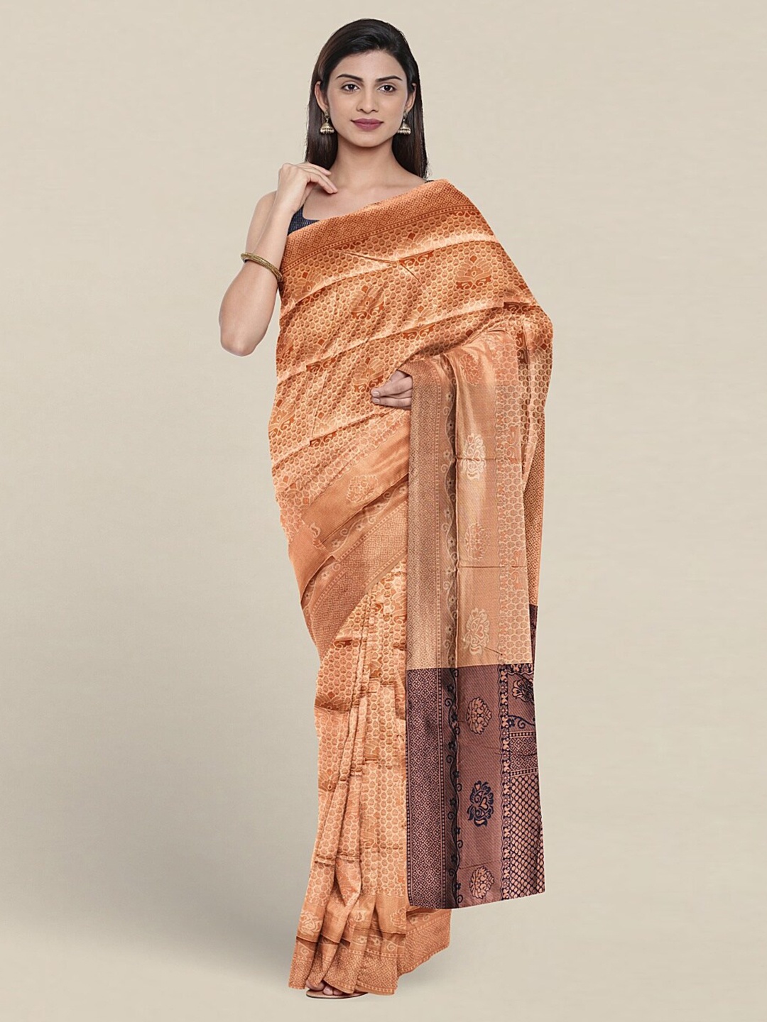 

Pothys Woven Design Zari Jute Silk Saree, Cream