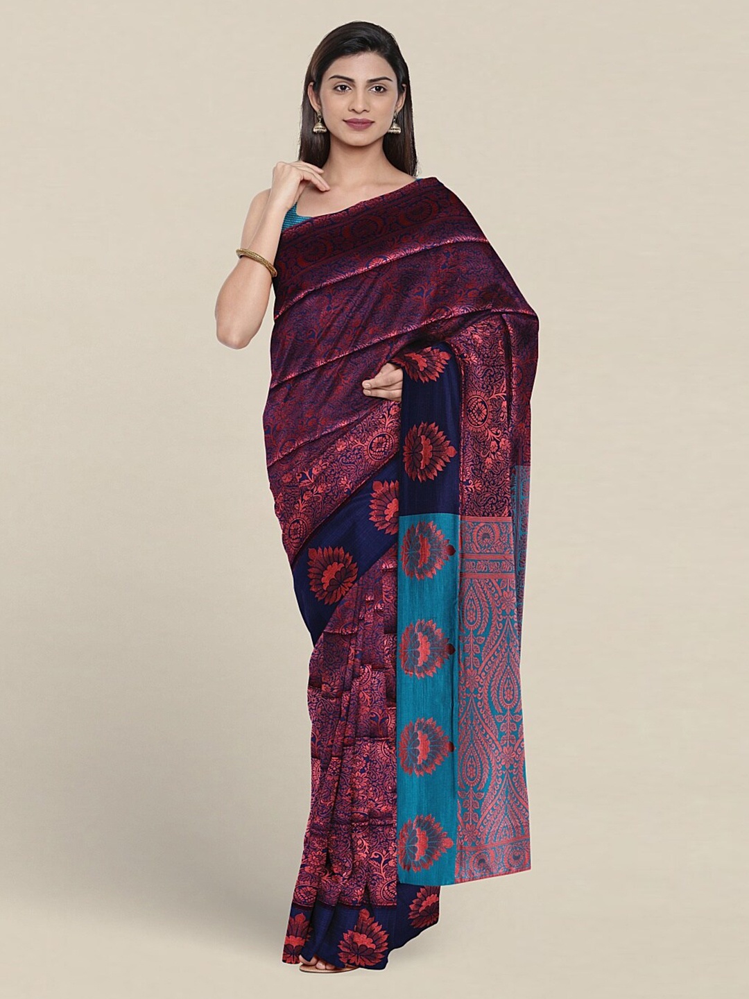 

Pothys Ethnic Motifs Woven Design Zari Jute Silk Saree, Blue