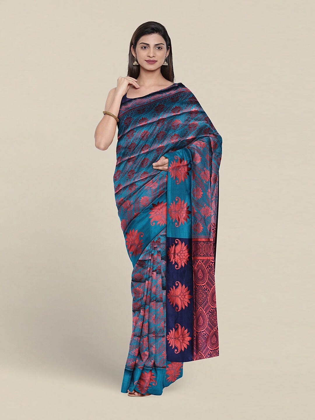 

Pothys Ethnic Motifs Wove Design Zari Jute Silk Saree, Blue