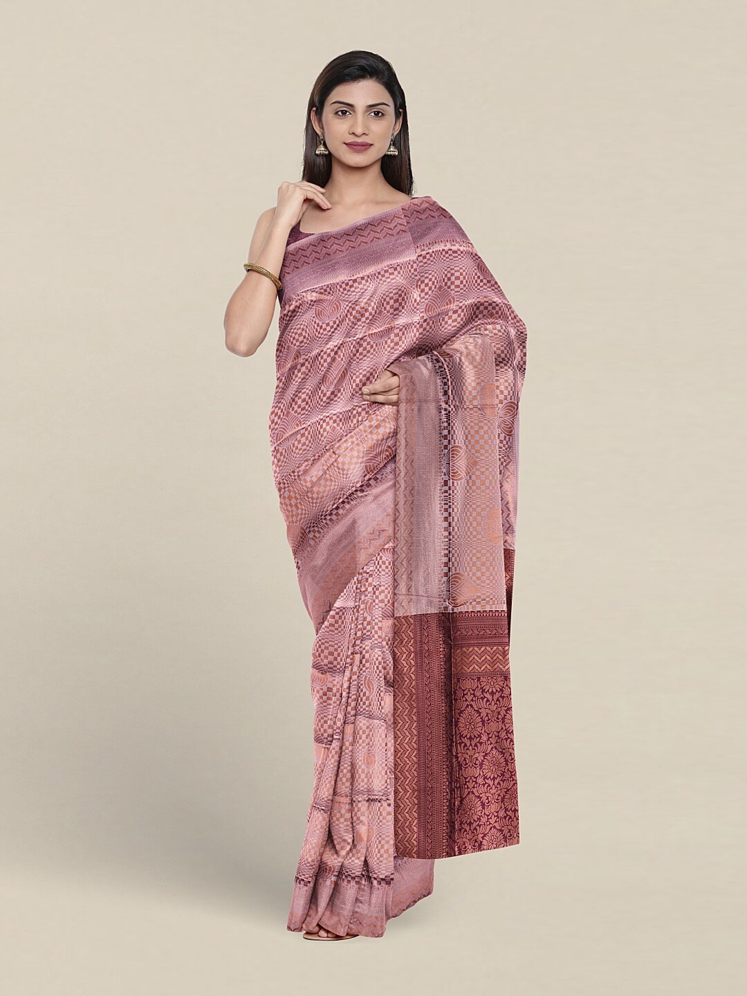 

Pothys Woven Design Zari Jute Silk Saree, Lavender