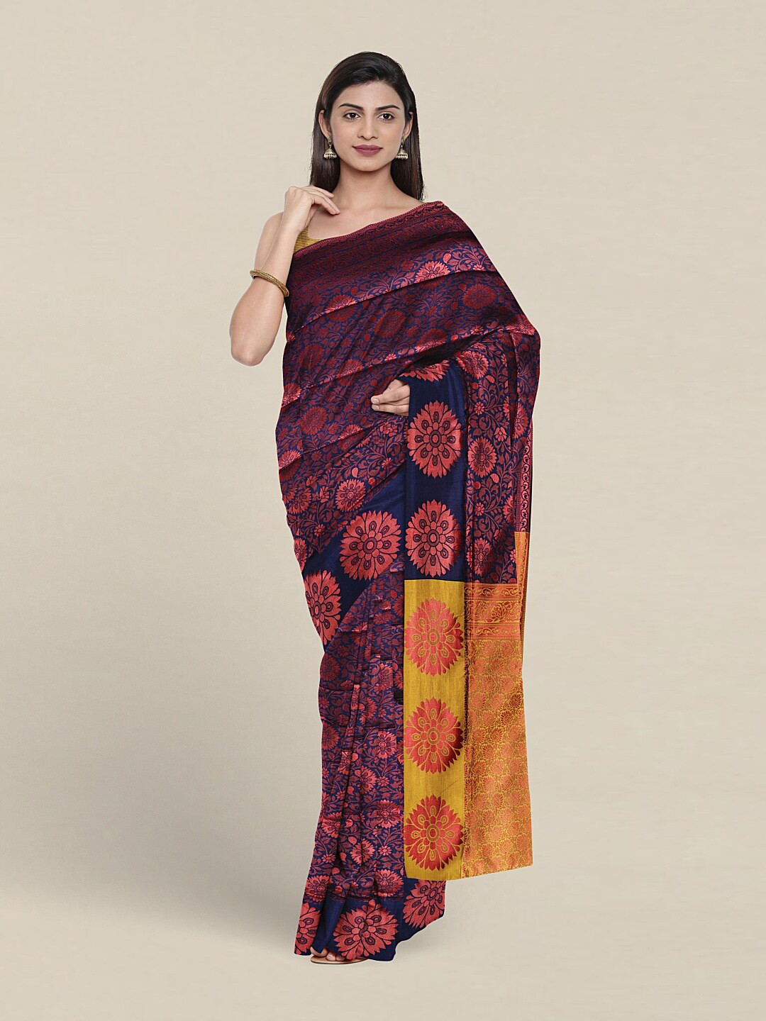 

Pothys Woven Design Zari Jute Silk Saree, Blue