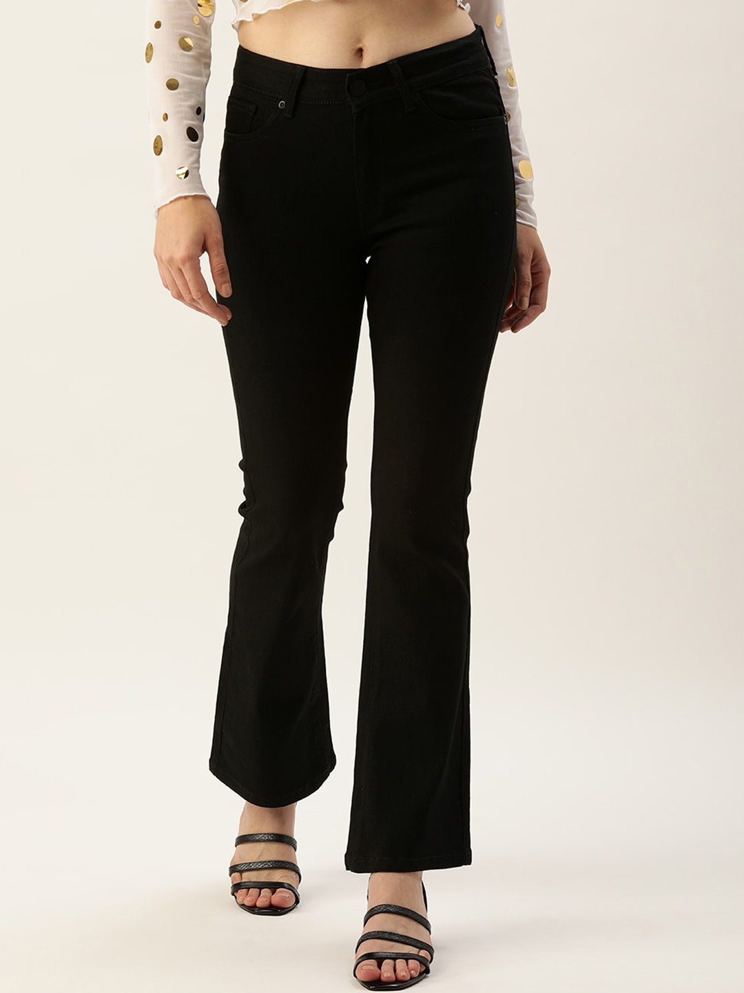 

IVOC Women Bootcut Fit Clean Look Stretchable Jeans, Black