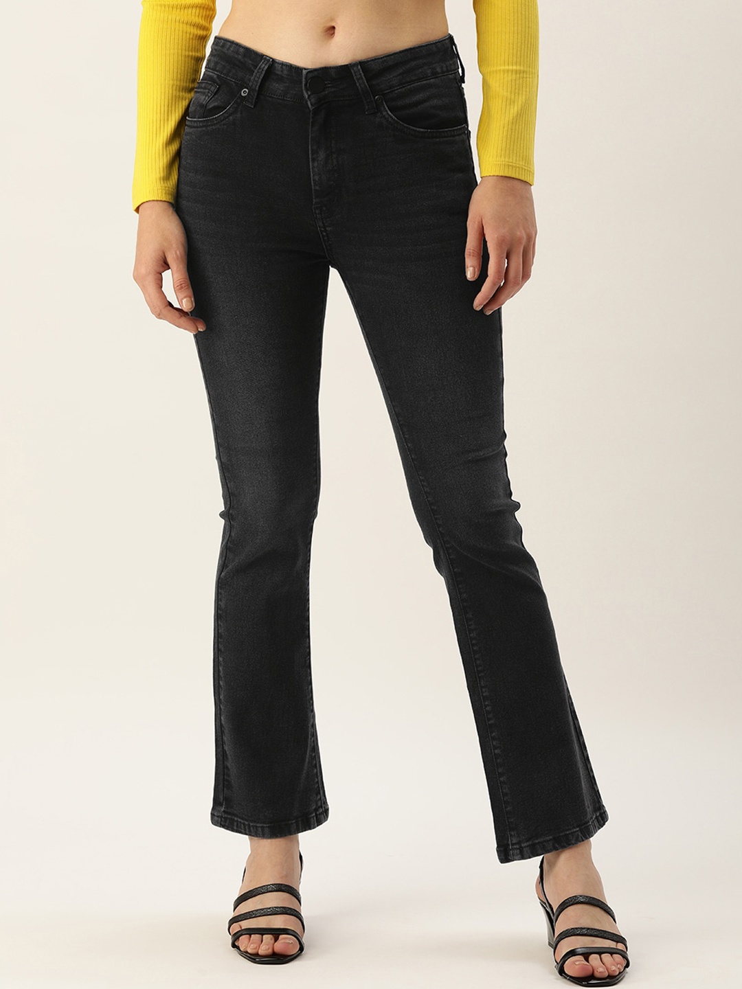 

IVOC Women Clean Look Bootcut Stretchable Jeans, Charcoal