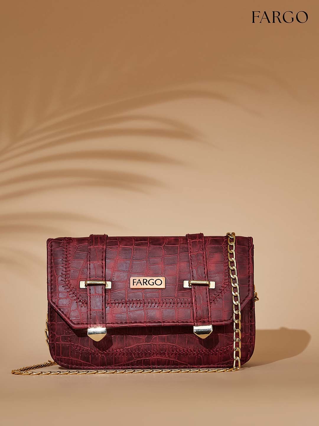 

FARGO Textured Structured Sling Bag, Maroon